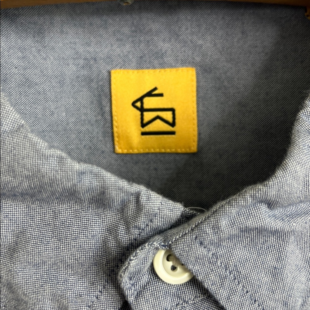 Elk Head Chambray Off Sides Popover Collared Short Sleeve Shirt - Picture 5 of 9